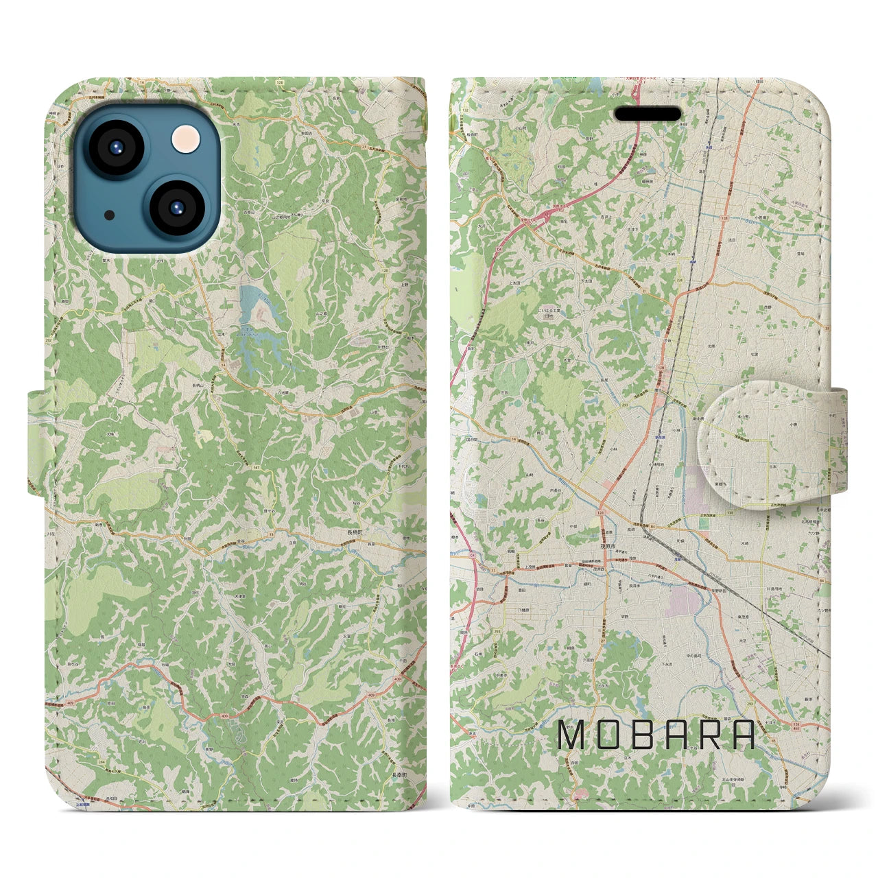 【茂原(千葉県)】地図柄iPhoneケース(手帳タイプ)ナチュラル・iPhone 13 用