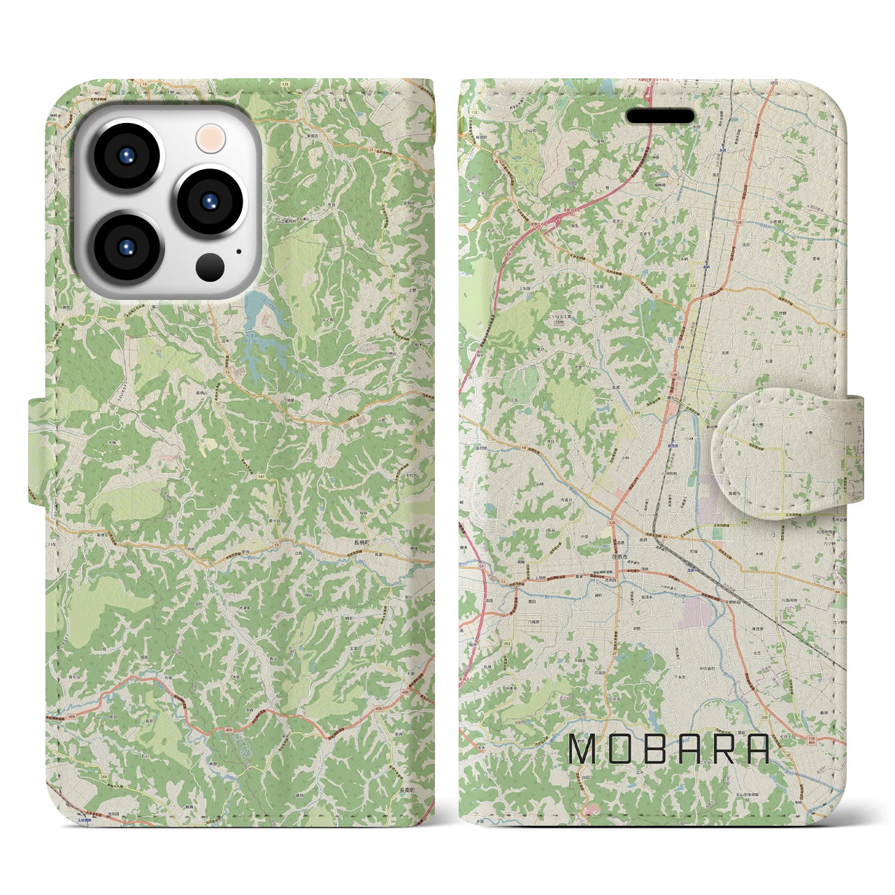 【茂原(千葉県)】地図柄iPhoneケース(手帳タイプ)ナチュラル・iPhone 13 Pro 用