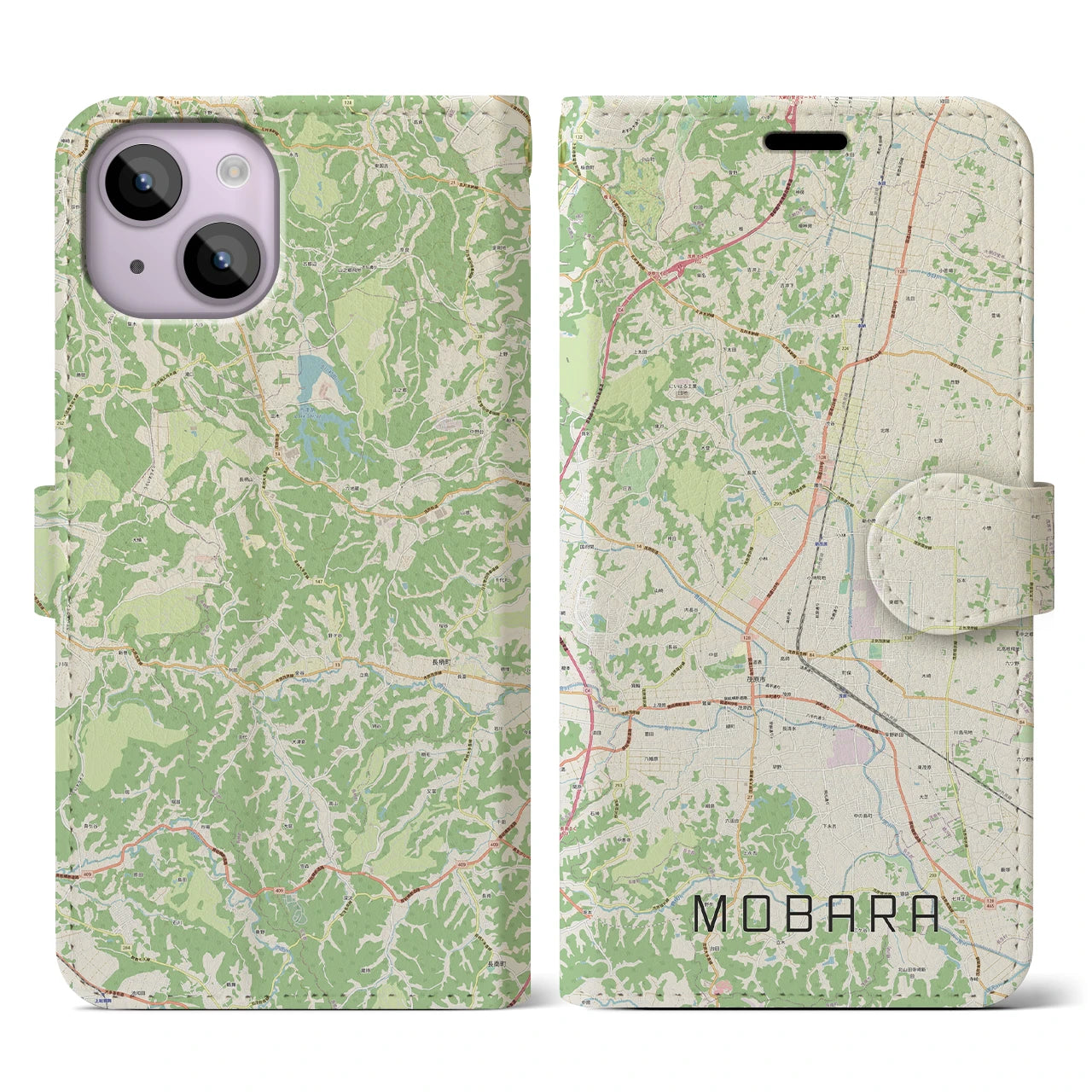 【茂原(千葉県)】地図柄iPhoneケース(手帳タイプ)ナチュラル・iPhone 14 用