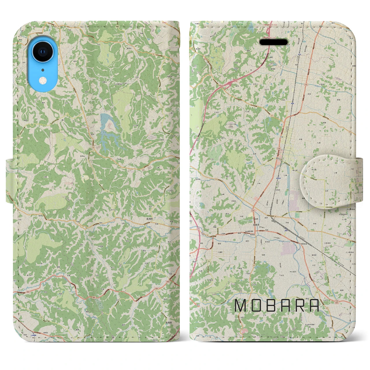 【茂原(千葉県)】地図柄iPhoneケース(手帳タイプ)ナチュラル・iPhone XR 用