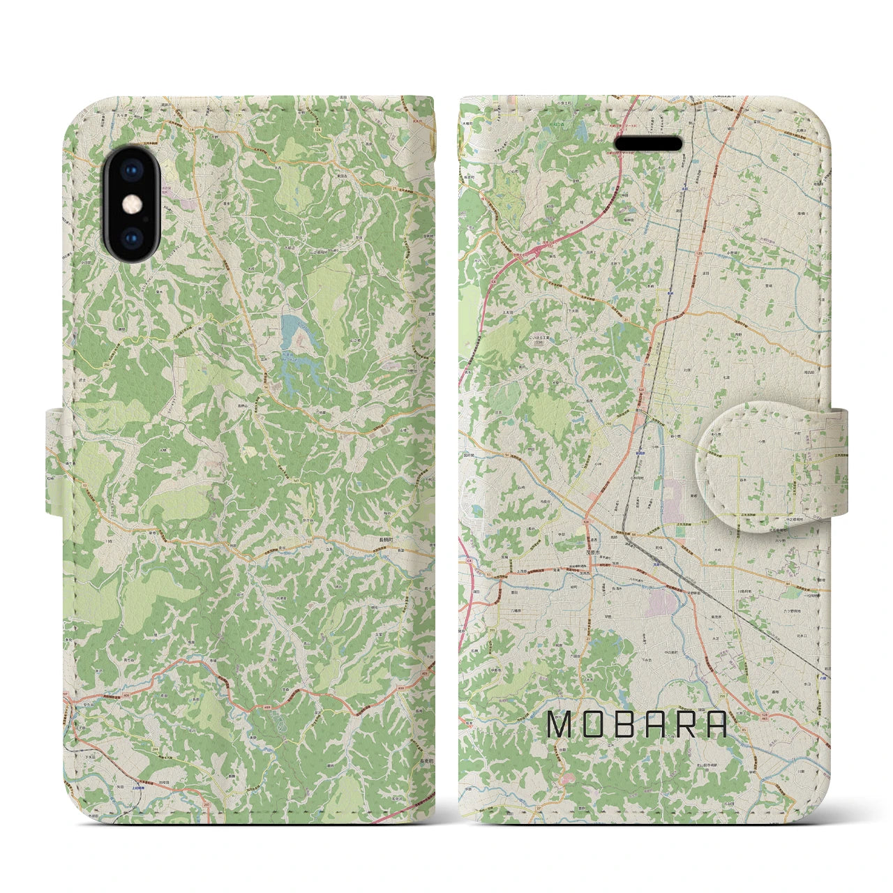 【茂原(千葉県)】地図柄iPhoneケース(手帳タイプ)ナチュラル・iPhone XS / X 用