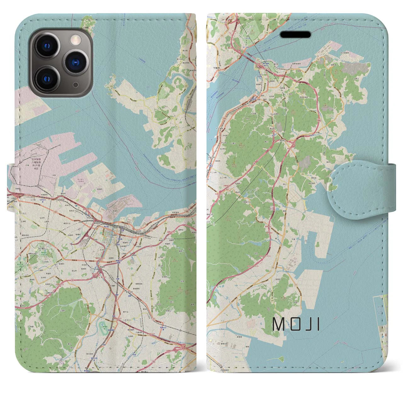 【門司(福岡県)】地図柄iPhoneケース(手帳タイプ)ナチュラル・iPhone 11 Pro Max 用