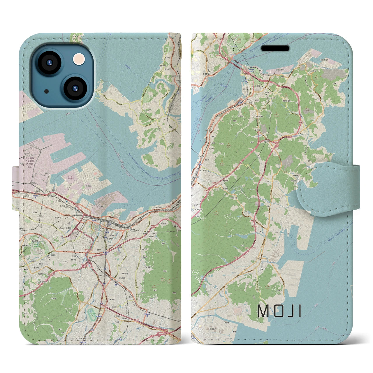 【門司(福岡県)】地図柄iPhoneケース(手帳タイプ)ナチュラル・iPhone 13 用
