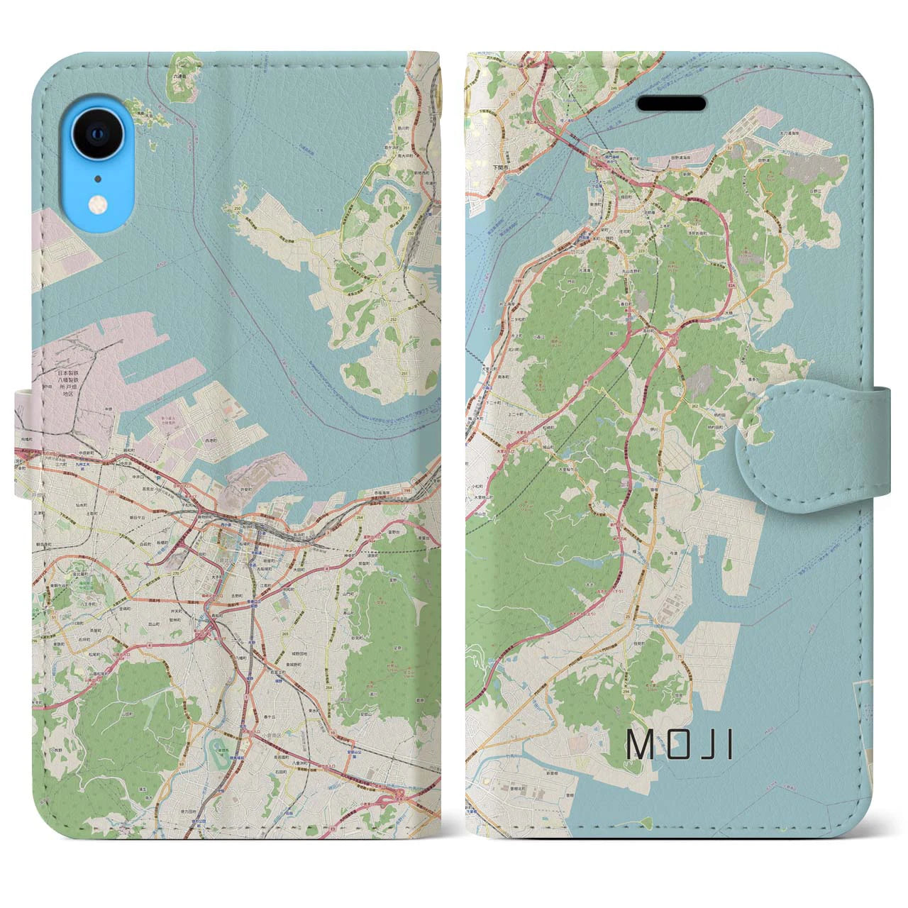 【門司(福岡県)】地図柄iPhoneケース(手帳タイプ)ナチュラル・iPhone XR 用