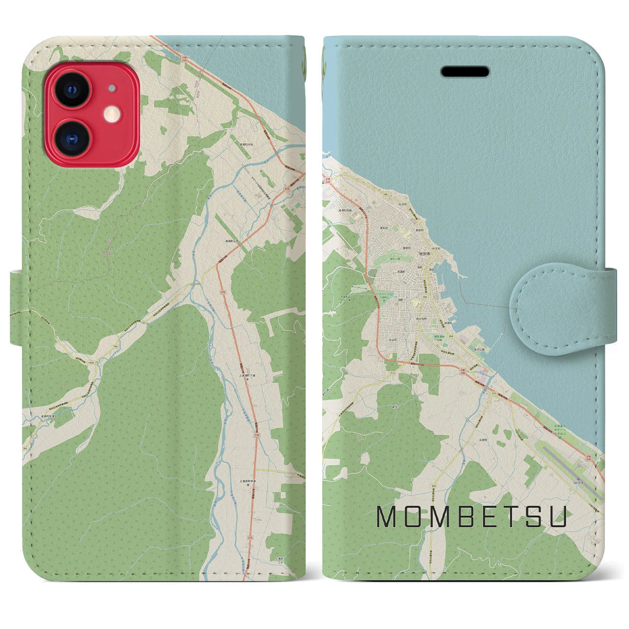 【紋別(北海道)】地図柄iPhoneケース(手帳タイプ)ナチュラル・iPhone 11 用