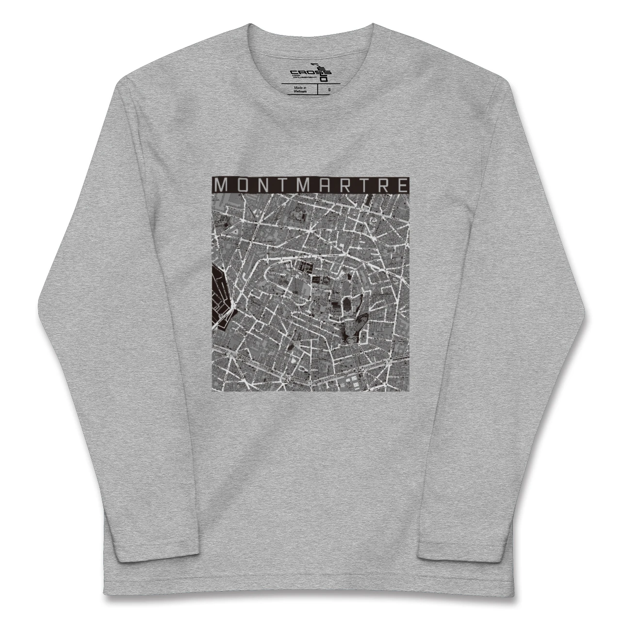 【モンマルトル(フランス)】地図柄ロングスリーブTシャツ
