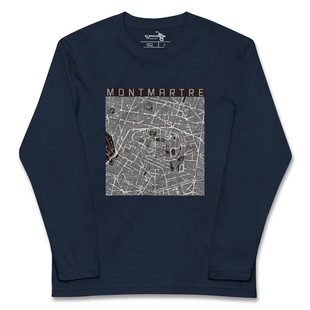 【モンマルトル(フランス)】地図柄ロングスリーブTシャツ