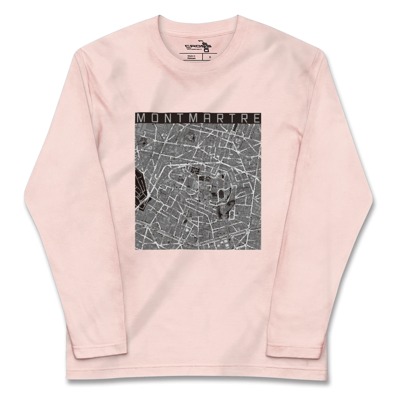【モンマルトル(フランス)】地図柄ロングスリーブTシャツ