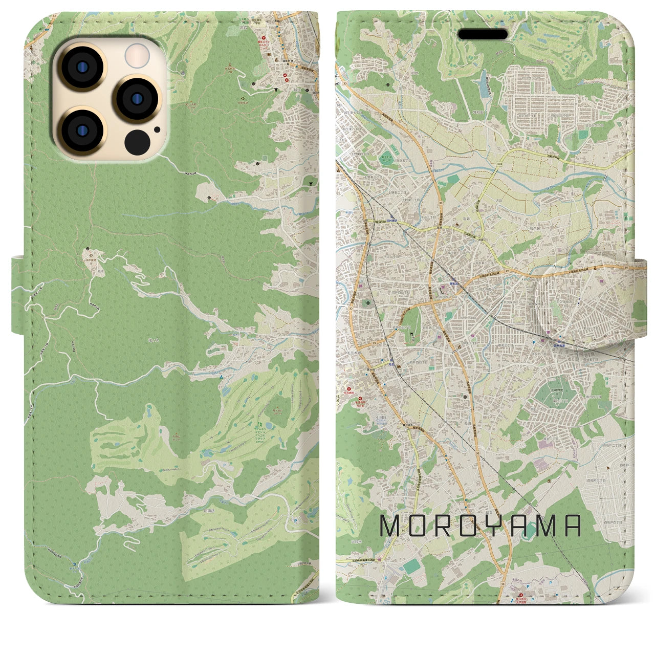 【毛呂山(埼玉県)】地図柄iPhoneケース(手帳タイプ)ナチュラル・iPhone 12 Pro Max 用