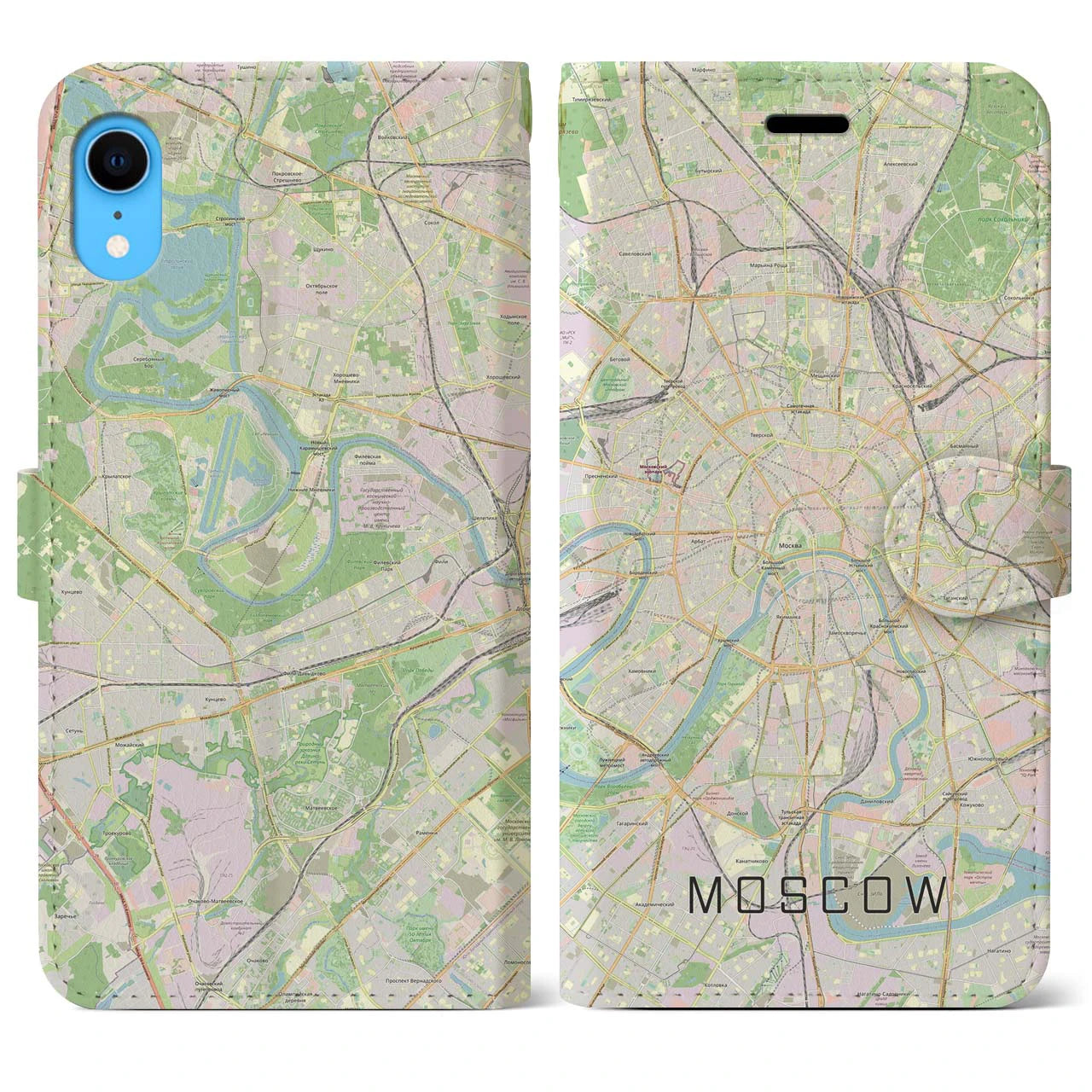 【モスクワ(ロシア)】地図柄iPhoneケース(手帳タイプ)ナチュラル・iPhone XR 用