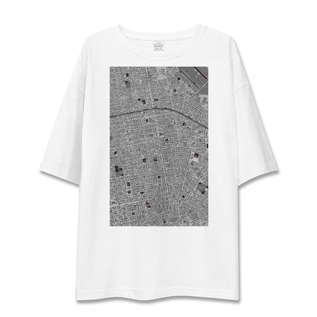 【元町(北海道)(北海道)】地図柄ビッグシルエットTシャツ