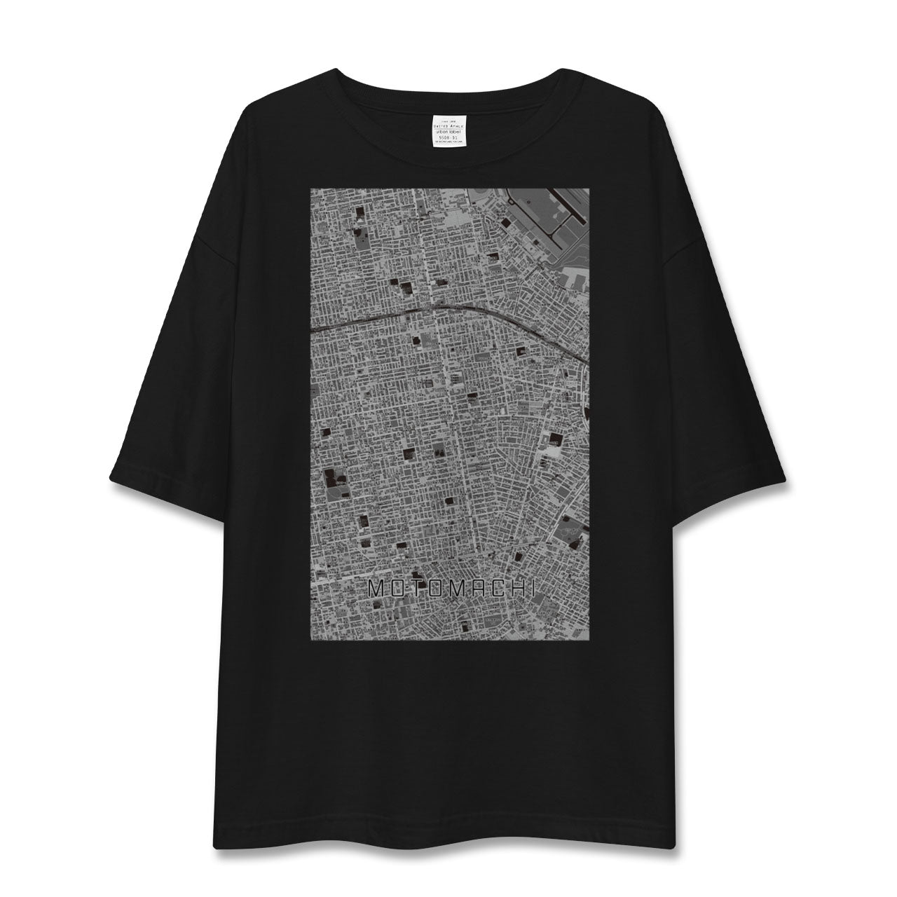 【元町(北海道)(北海道)】地図柄ビッグシルエットTシャツ