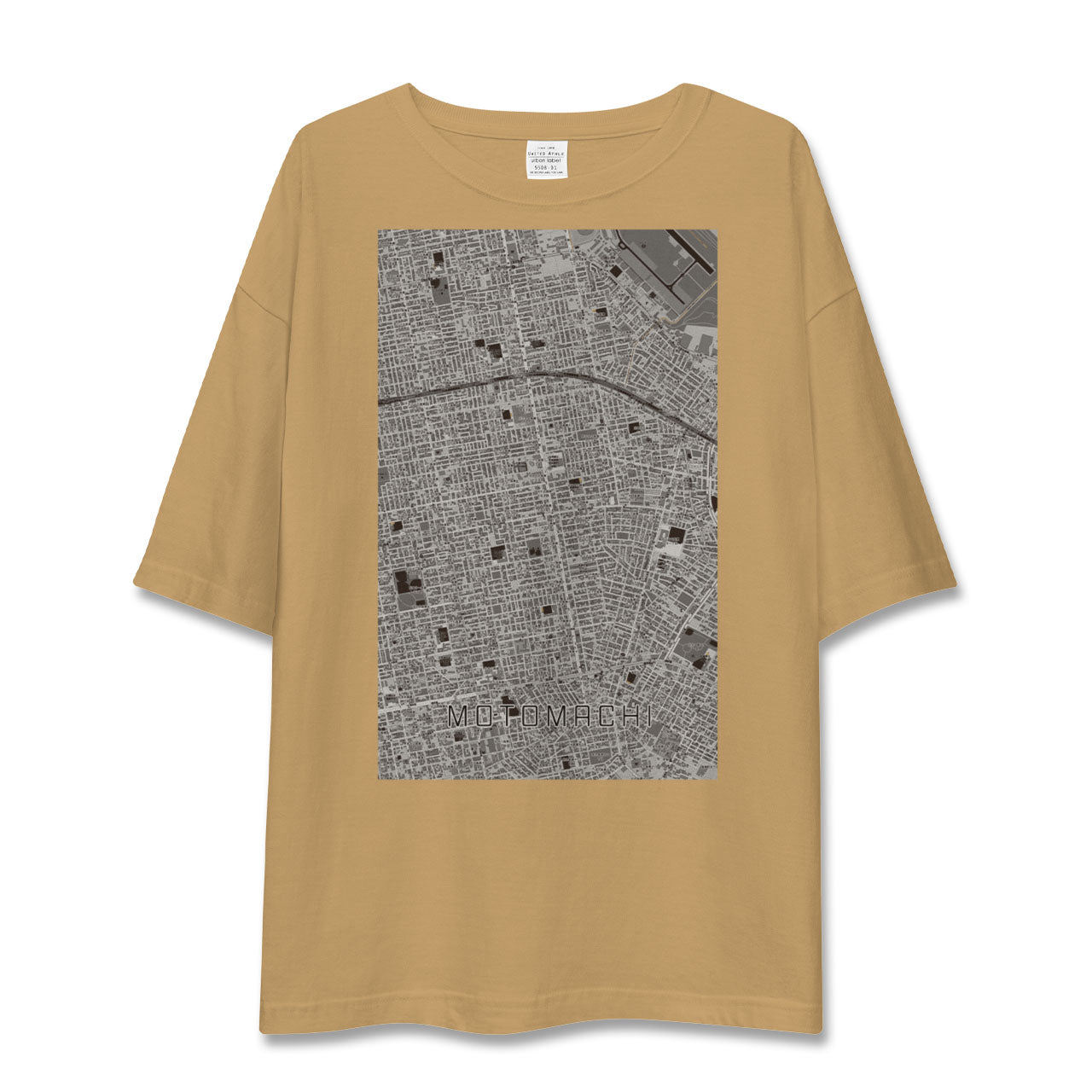 【元町(北海道)(北海道)】地図柄ビッグシルエットTシャツ