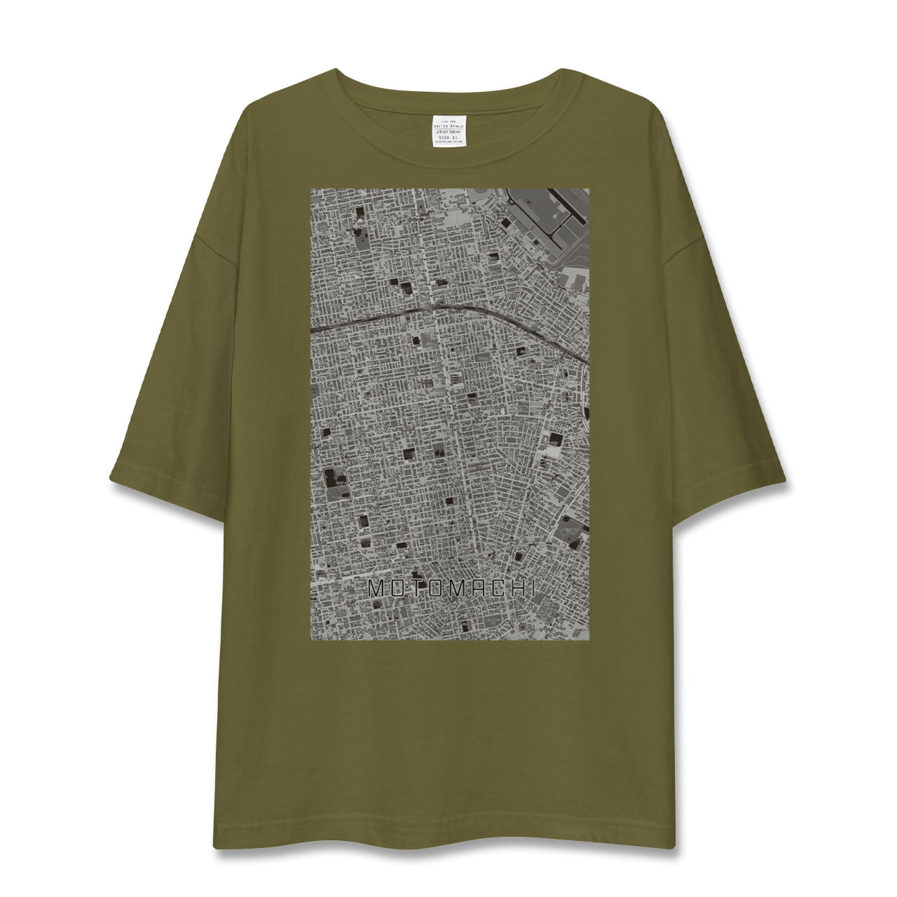 【元町(北海道)(北海道)】地図柄ビッグシルエットTシャツ