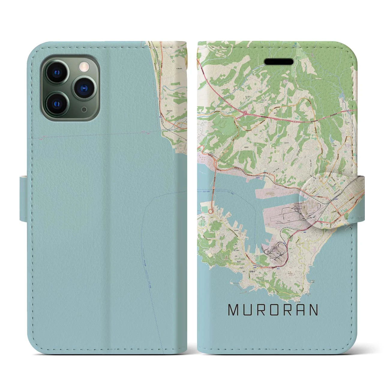 【室蘭(北海道)】地図柄iPhoneケース(手帳タイプ)ナチュラル・iPhone 11 Pro 用