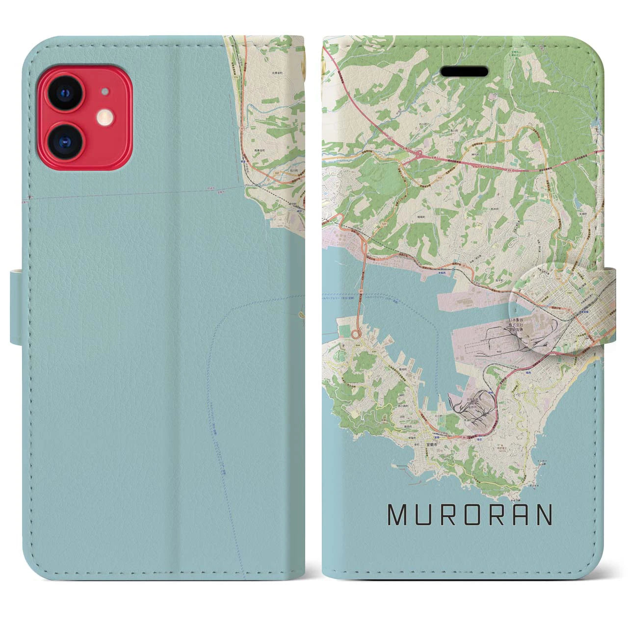 【室蘭(北海道)】地図柄iPhoneケース(手帳タイプ)ナチュラル・iPhone 11 用