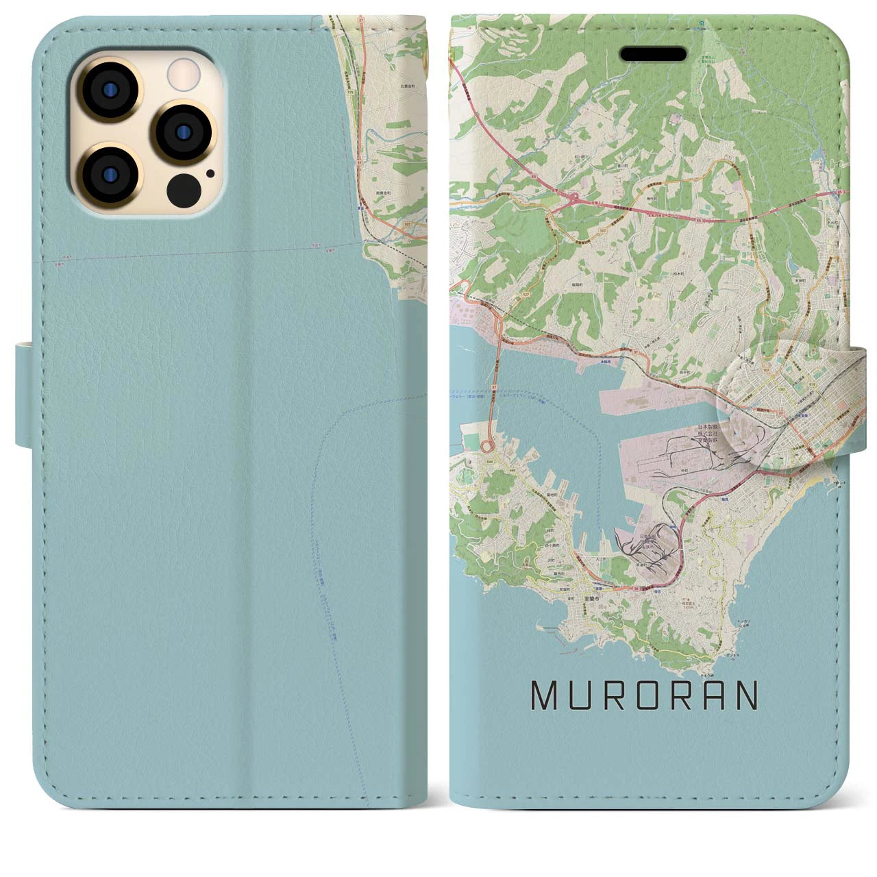 【室蘭(北海道)】地図柄iPhoneケース(手帳タイプ)ナチュラル・iPhone 12 Pro Max 用