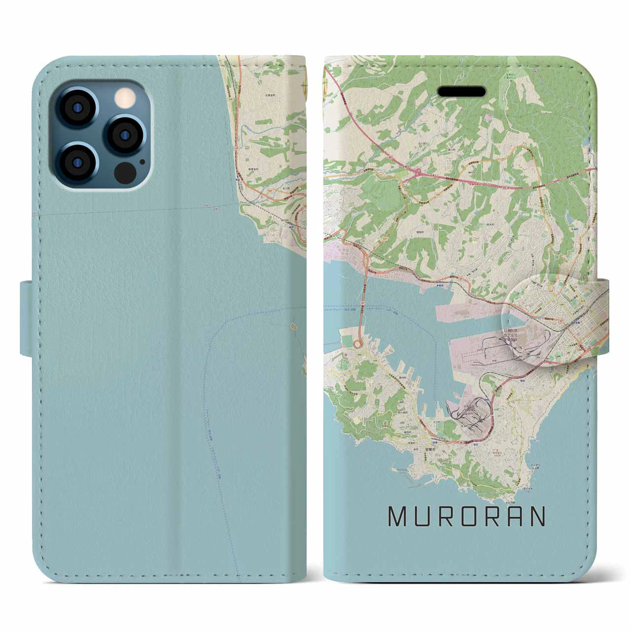 【室蘭(北海道)】地図柄iPhoneケース(手帳タイプ)ナチュラル・iPhone 12 / 12 Pro 用