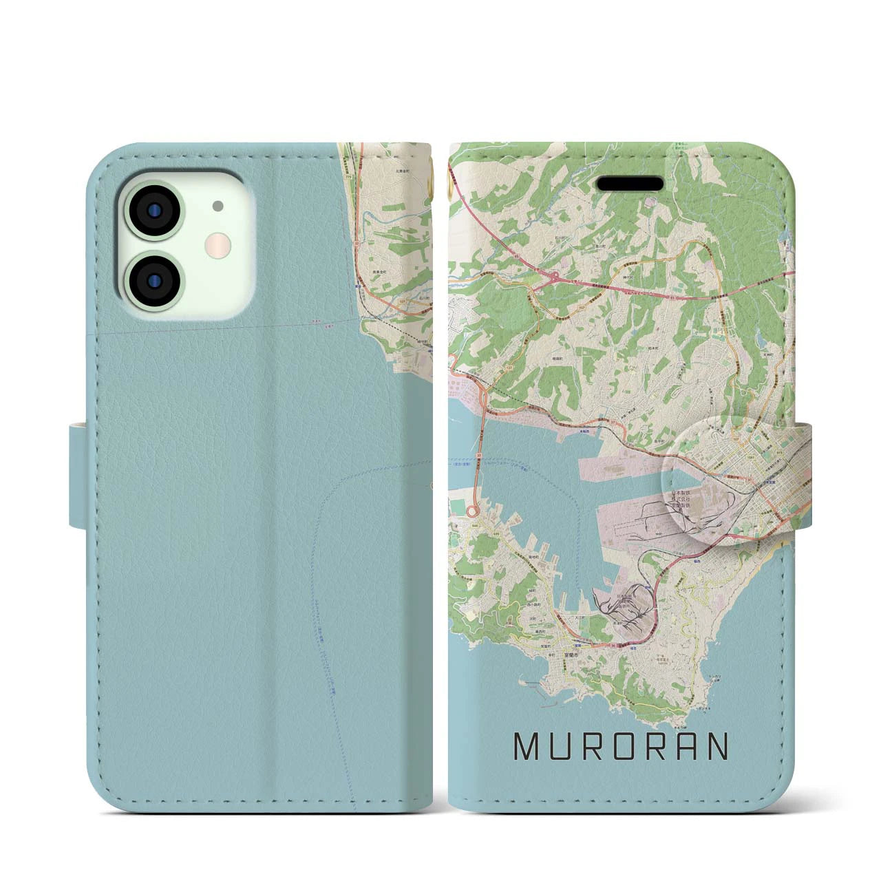 【室蘭(北海道)】地図柄iPhoneケース(手帳タイプ)ナチュラル・iPhone 12 mini 用
