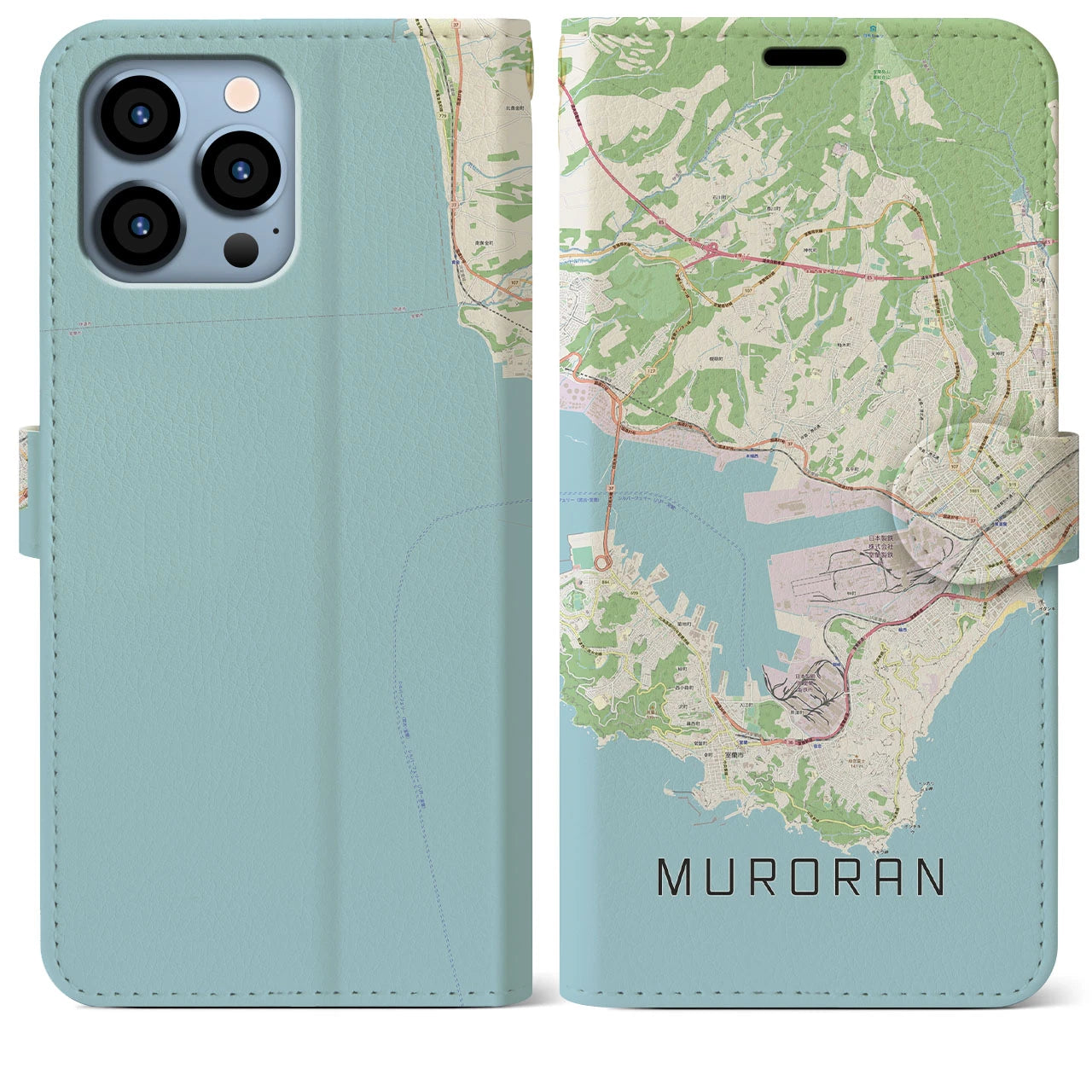 【室蘭(北海道)】地図柄iPhoneケース(手帳タイプ)ナチュラル・iPhone 13 Pro Max 用