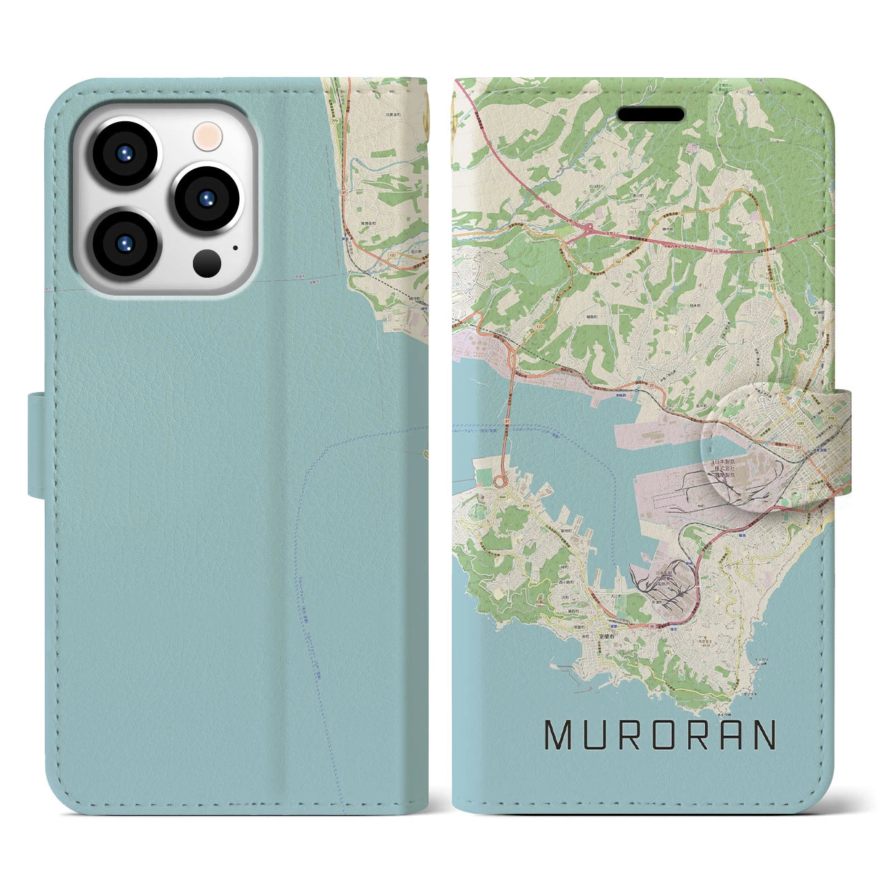 【室蘭(北海道)】地図柄iPhoneケース(手帳タイプ)ナチュラル・iPhone 13 Pro 用