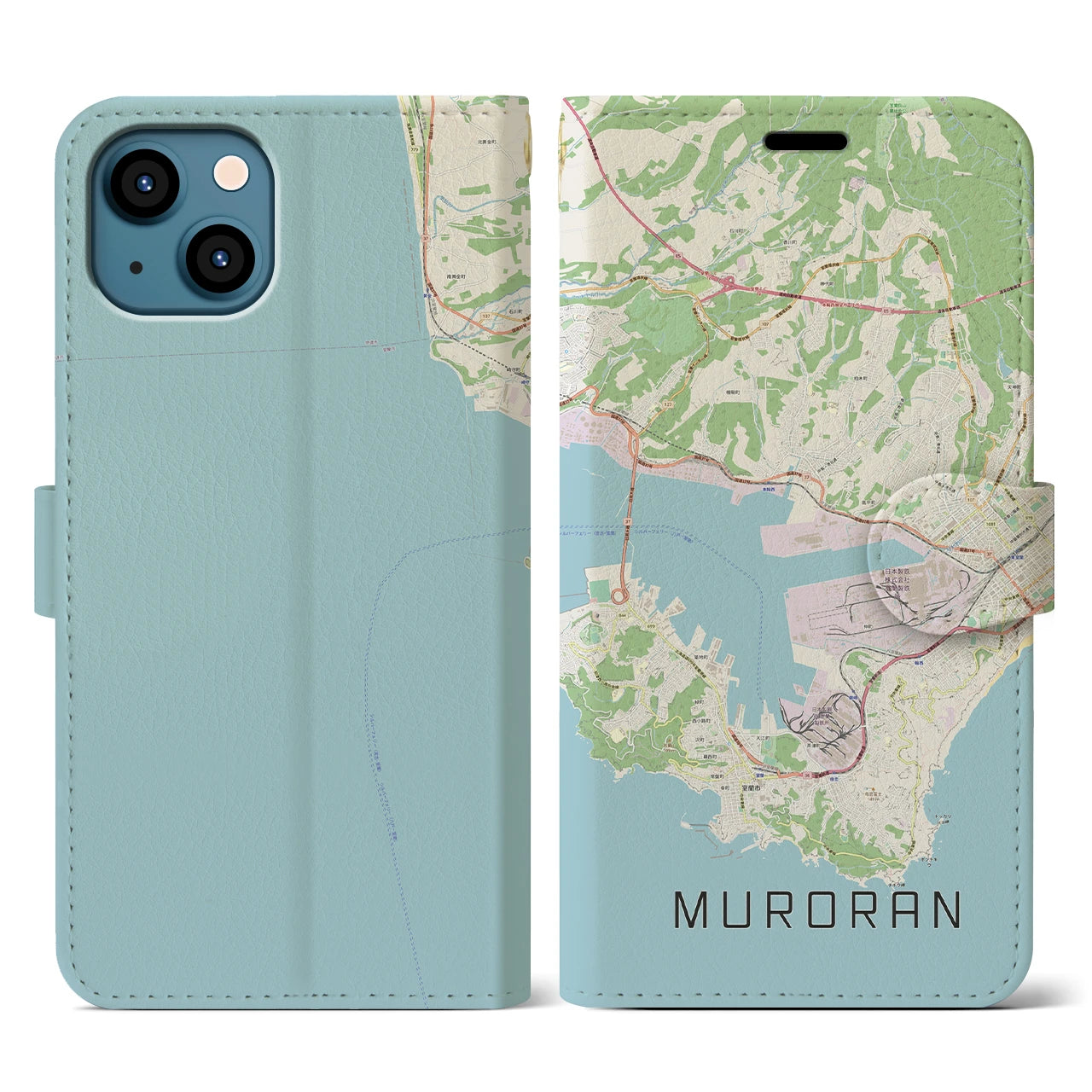 【室蘭(北海道)】地図柄iPhoneケース(手帳タイプ)ナチュラル・iPhone 13 用