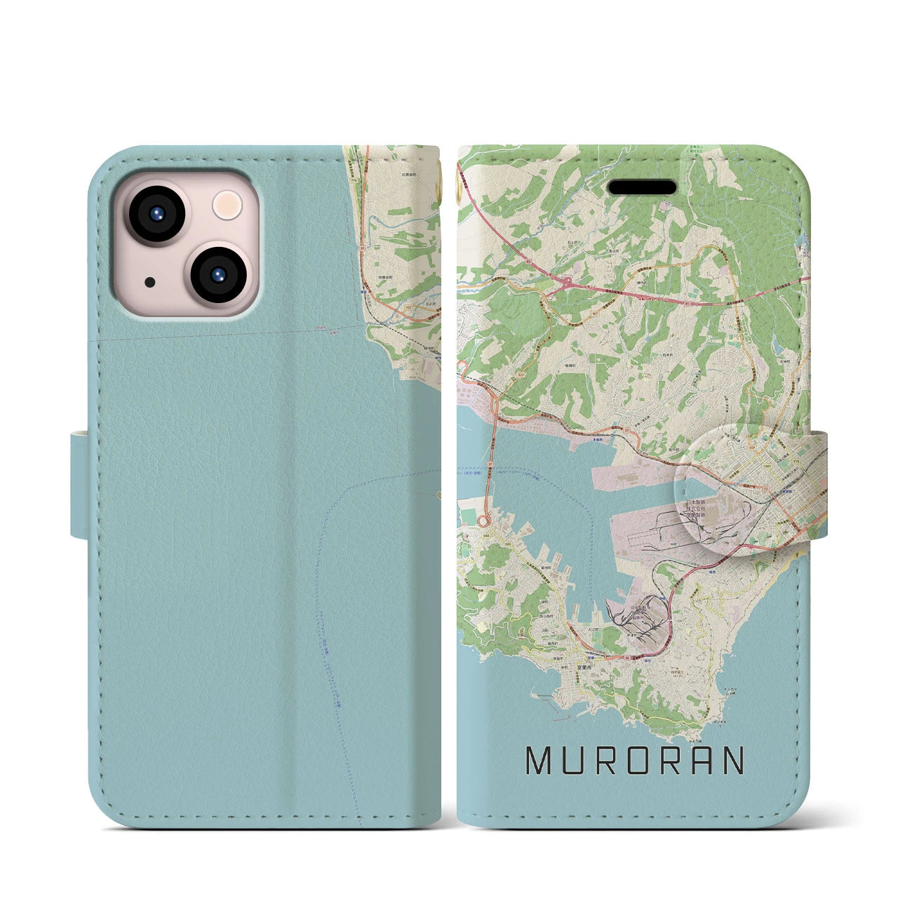 【室蘭(北海道)】地図柄iPhoneケース(手帳タイプ)ナチュラル・iPhone 13 mini 用