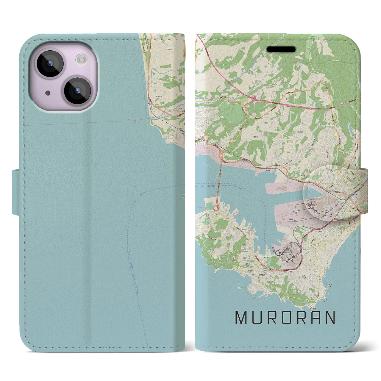 【室蘭(北海道)】地図柄iPhoneケース(手帳タイプ)ナチュラル・iPhone 14 用