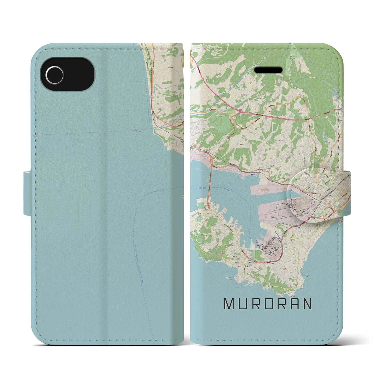 【室蘭(北海道)】地図柄iPhoneケース(手帳タイプ)ナチュラル・iPhone SE(第3 / 第2世代) / 8 / 7 / 6s / 6 用