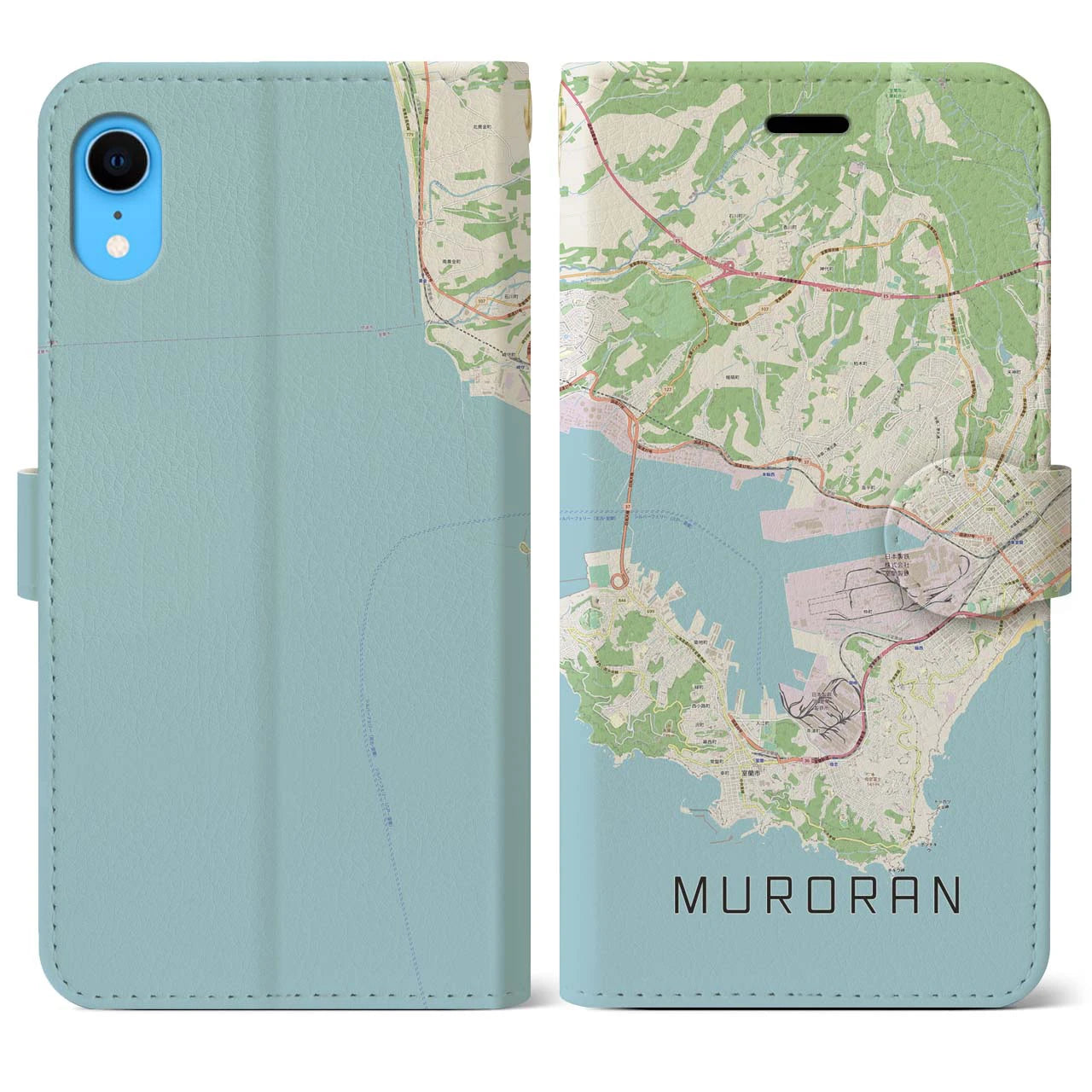 【室蘭(北海道)】地図柄iPhoneケース(手帳タイプ)ナチュラル・iPhone XR 用