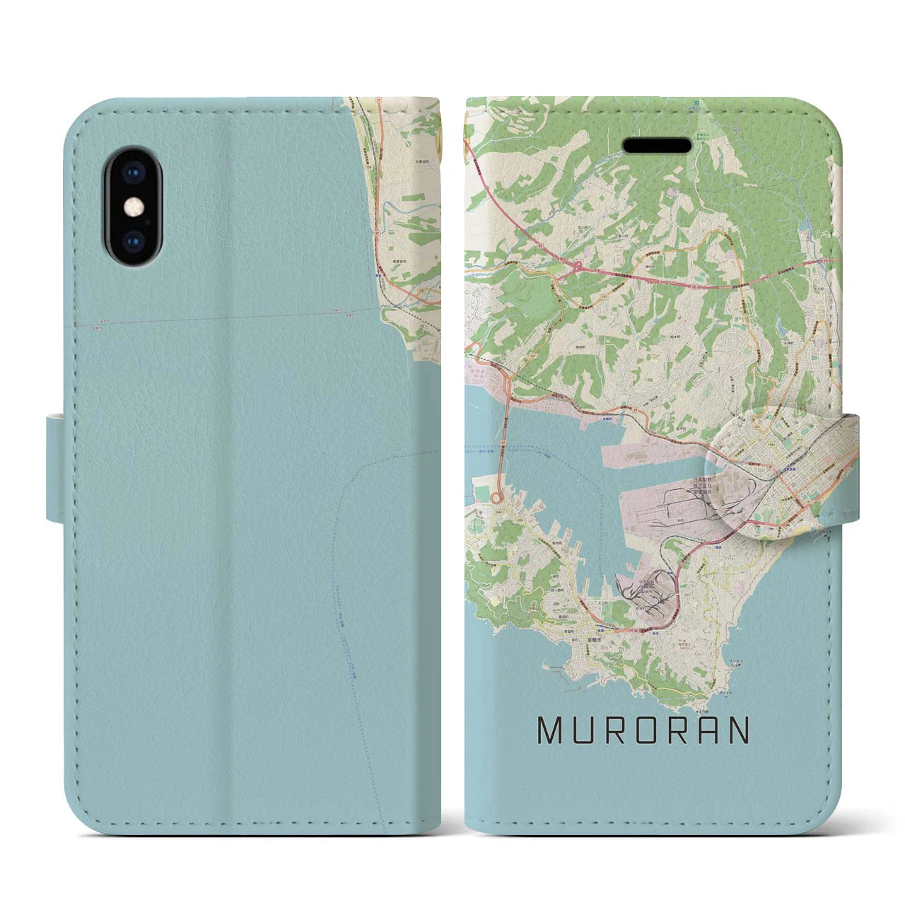 【室蘭(北海道)】地図柄iPhoneケース(手帳タイプ)ナチュラル・iPhone XS / X 用