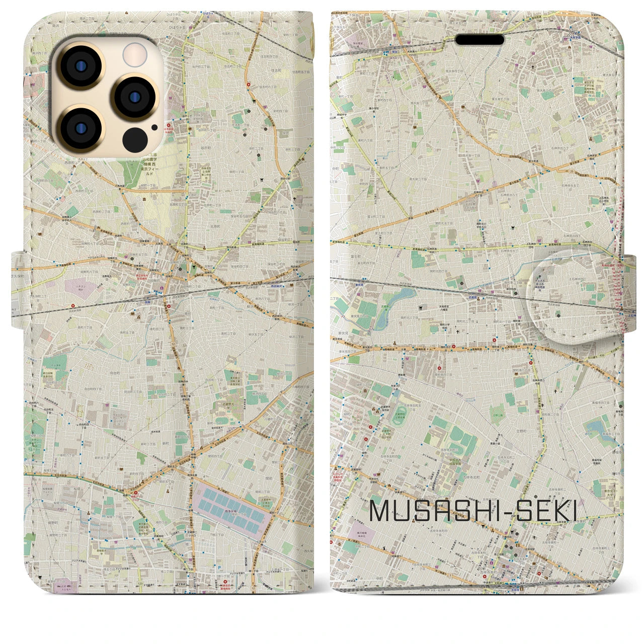 【武蔵関(東京都)】地図柄iPhoneケース(手帳タイプ)ナチュラル・iPhone 12 Pro Max 用