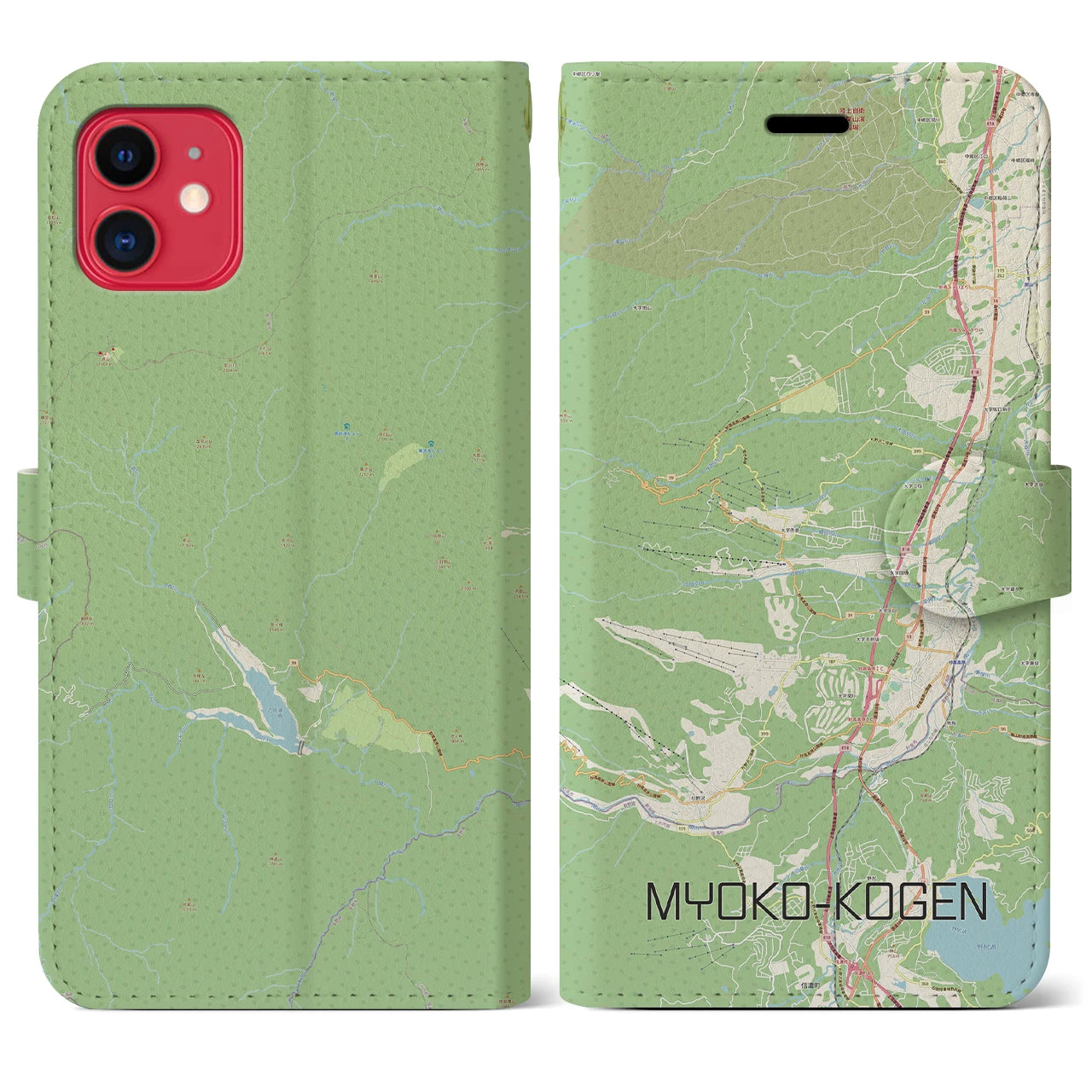 【妙高高原(新潟県)】地図柄iPhoneケース(手帳タイプ)ナチュラル・iPhone 11 用