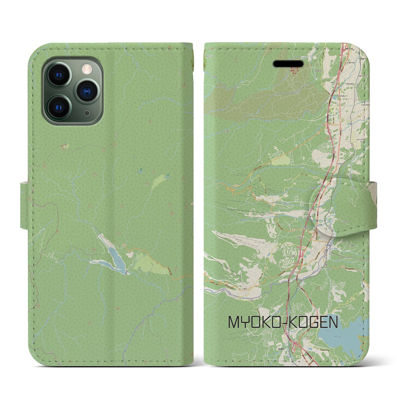 【妙高高原(新潟県)】地図柄iPhoneケース(手帳タイプ)ナチュラル・iPhone 11 Pro 用