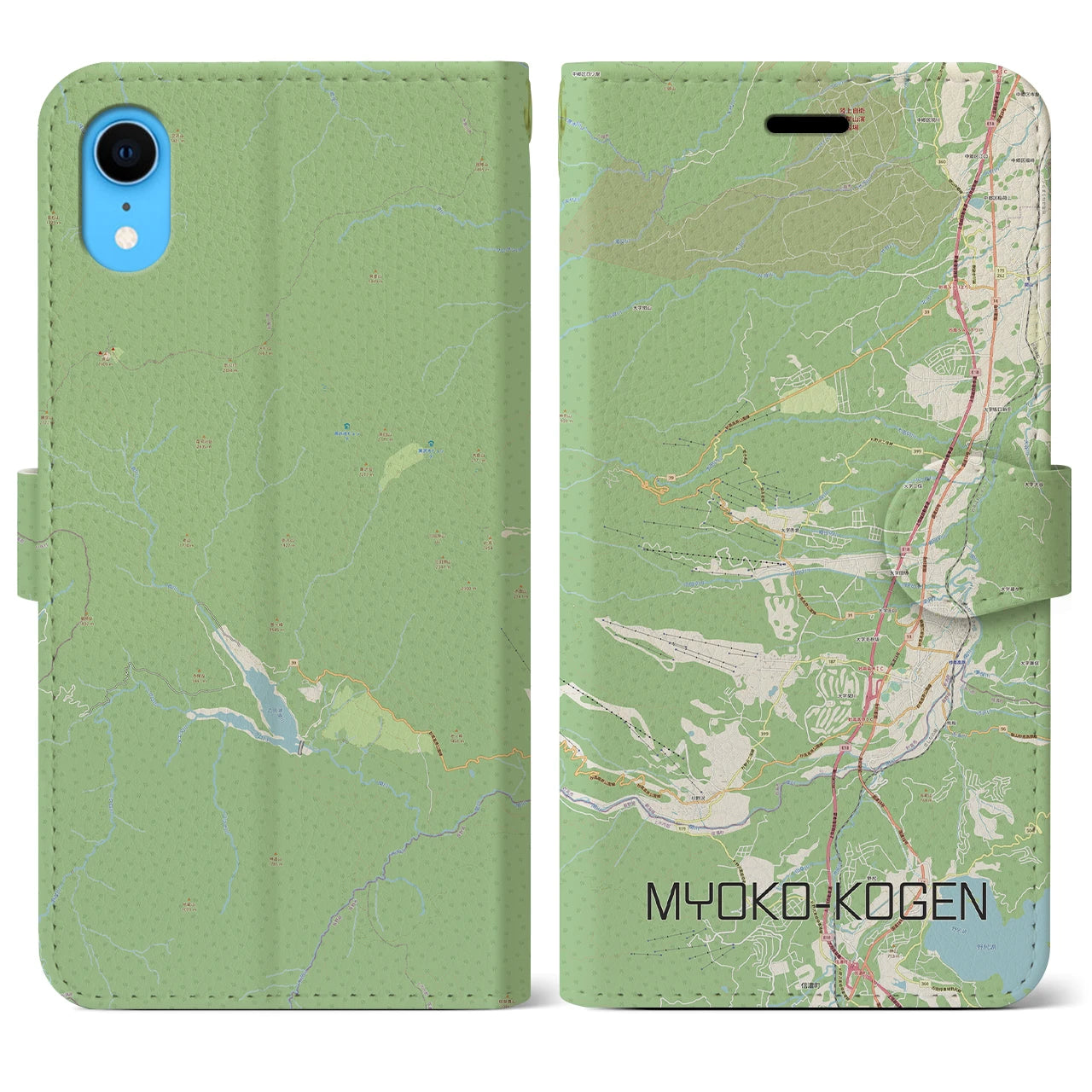 【妙高高原(新潟県)】地図柄iPhoneケース(手帳タイプ)ナチュラル・iPhone XR 用