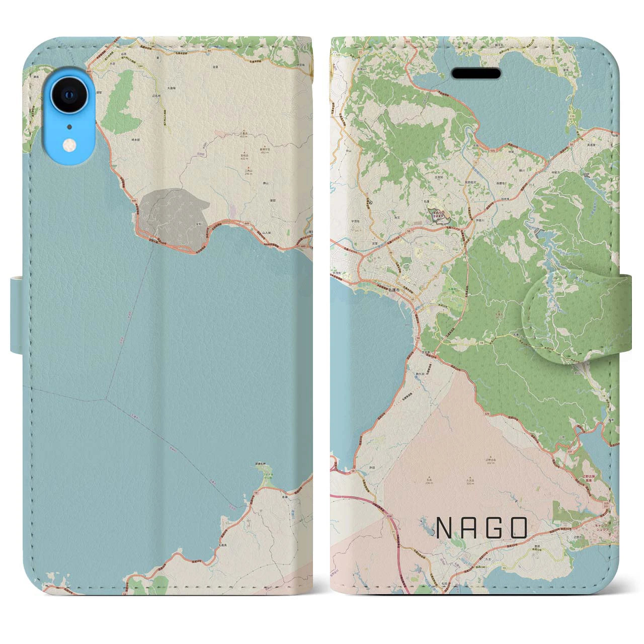 【名護(沖縄県)】地図柄iPhoneケース(手帳タイプ)ナチュラル・iPhone XR 用