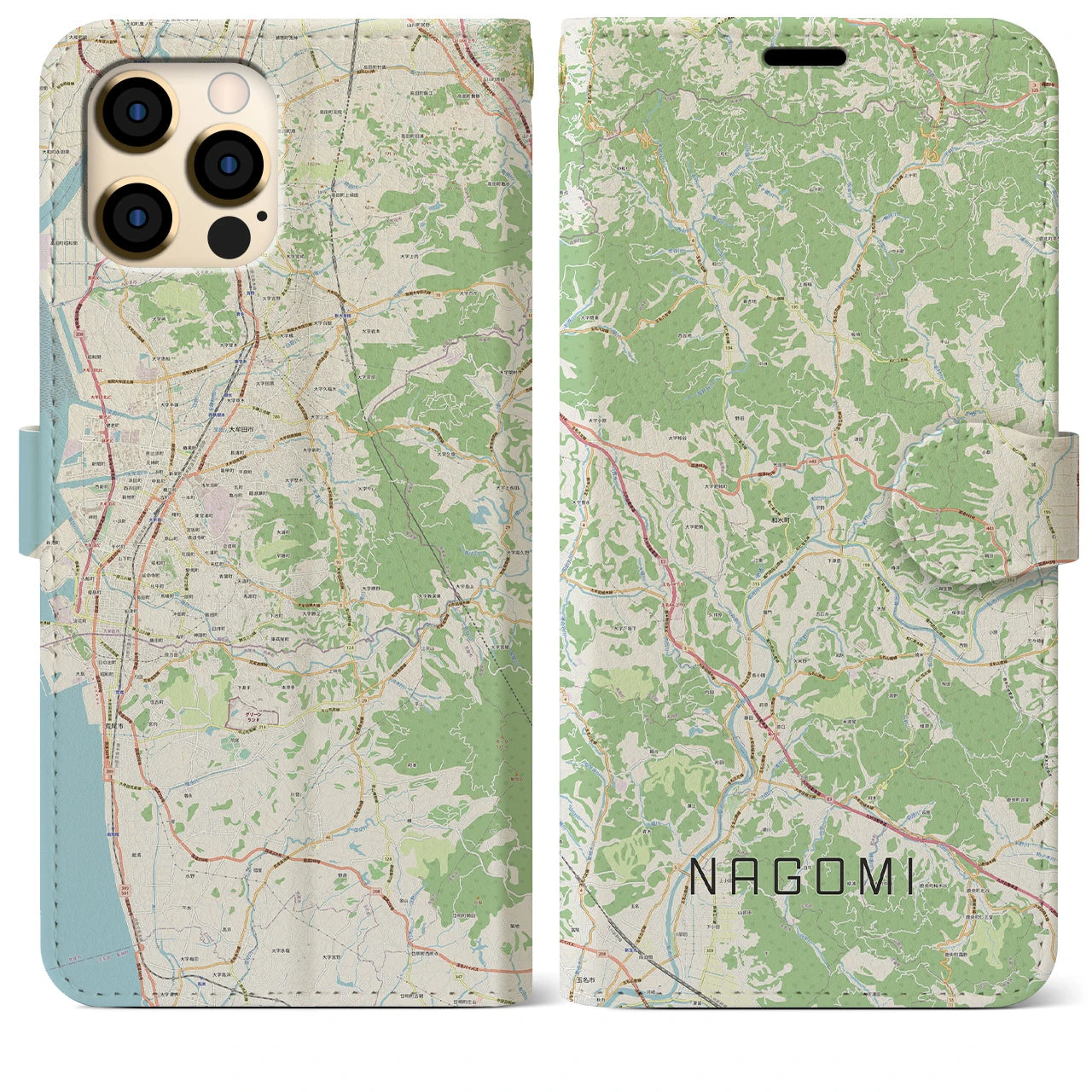 【和水(熊本県)】地図柄iPhoneケース(手帳タイプ)ナチュラル・iPhone 12 Pro Max 用