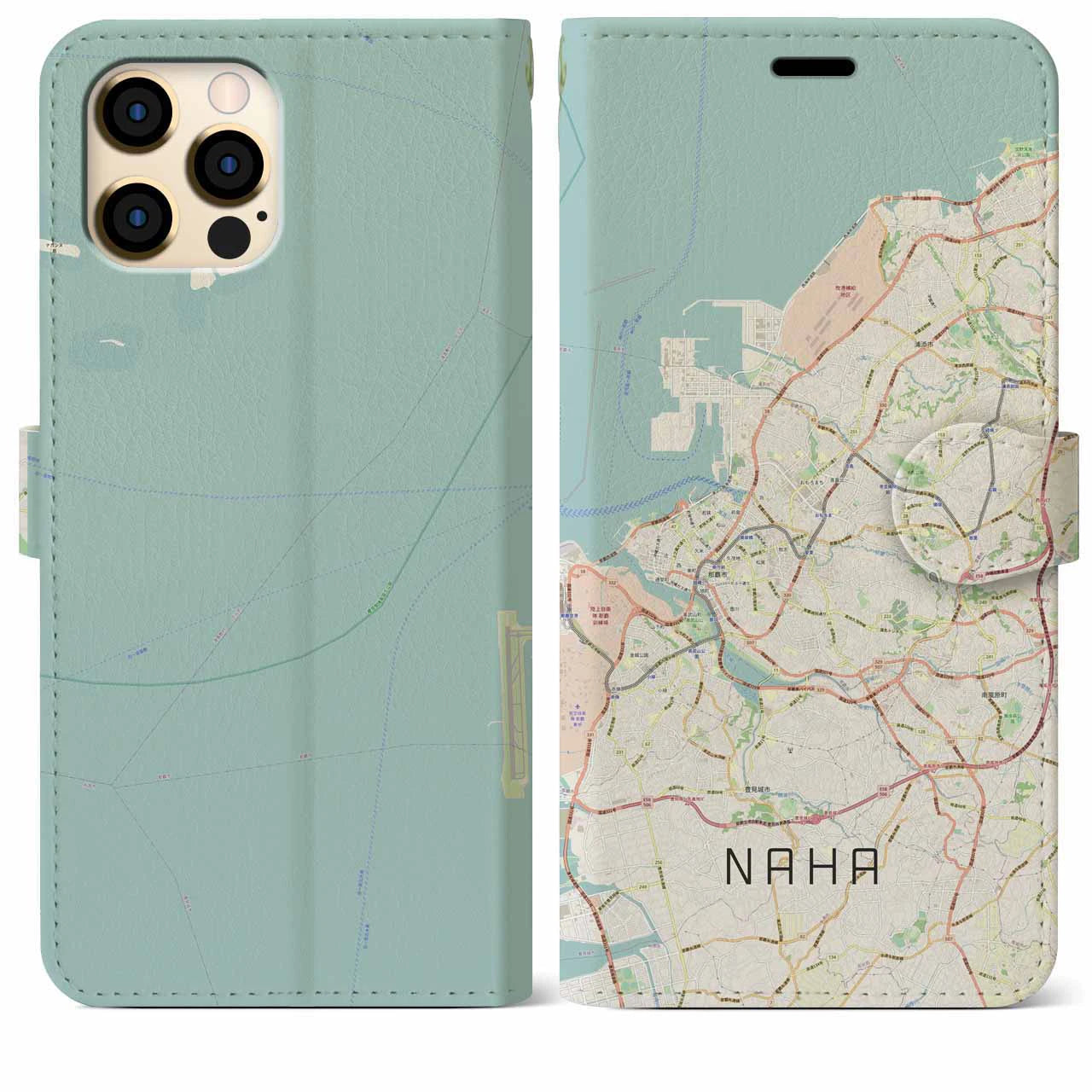 【那覇(沖縄県)】地図柄iPhoneケース(手帳タイプ)ナチュラル・iPhone 12 Pro Max 用
