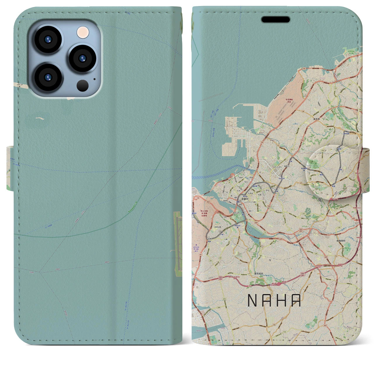【那覇(沖縄県)】地図柄iPhoneケース(手帳タイプ)ナチュラル・iPhone 13 Pro Max 用