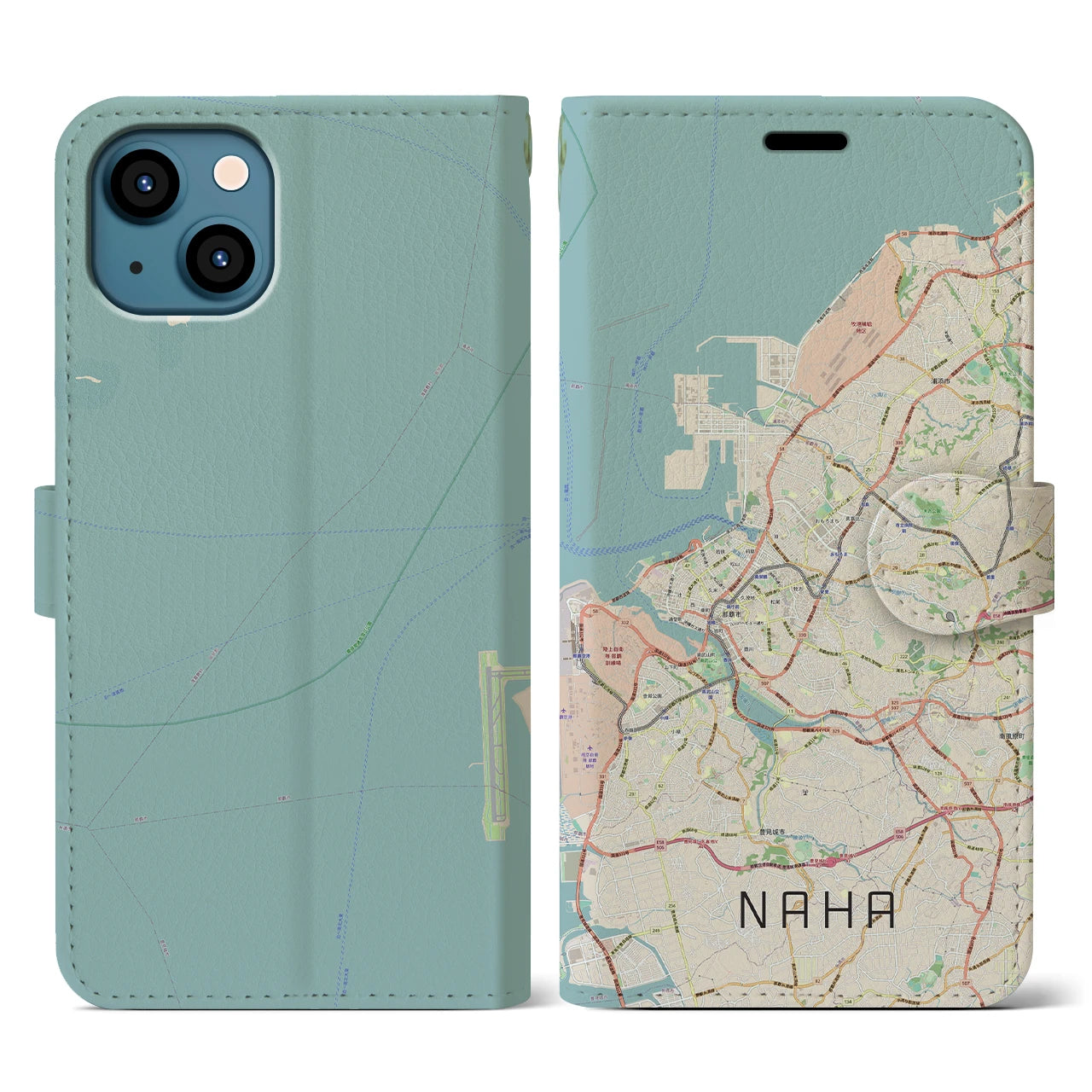 【那覇(沖縄県)】地図柄iPhoneケース(手帳タイプ)ナチュラル・iPhone 13 用