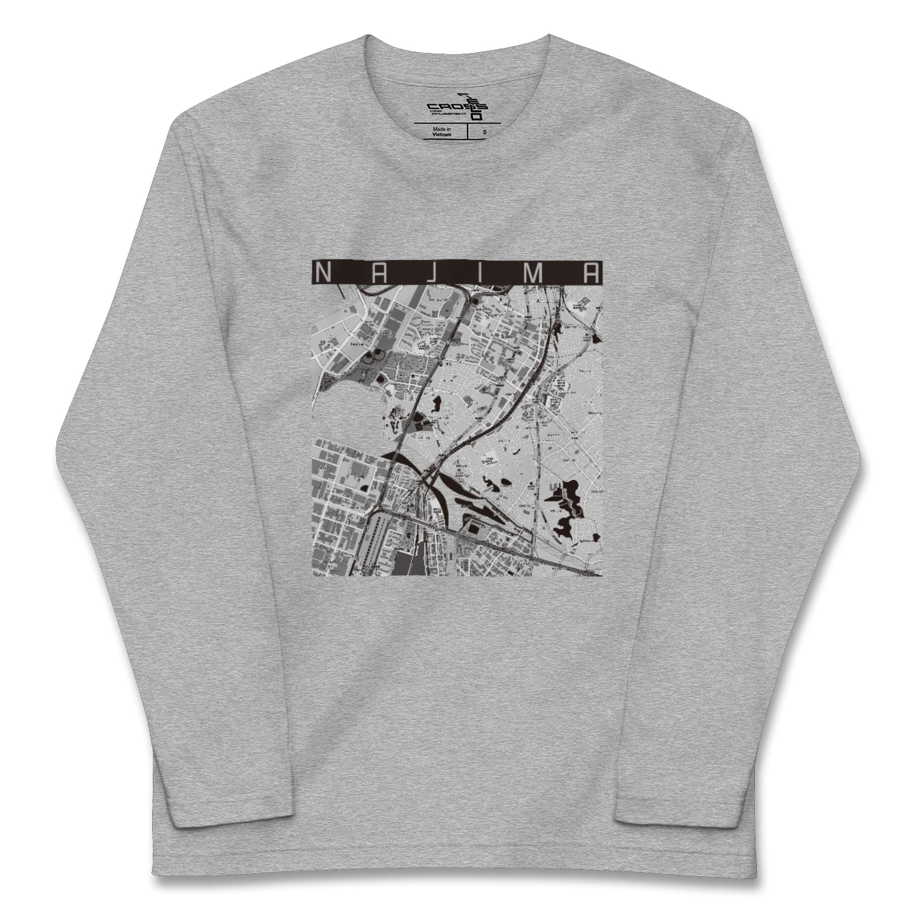 【名島(福岡県)】地図柄ロングスリーブTシャツ