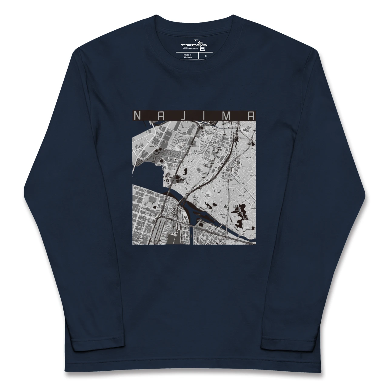 【名島(福岡県)】地図柄ロングスリーブTシャツ