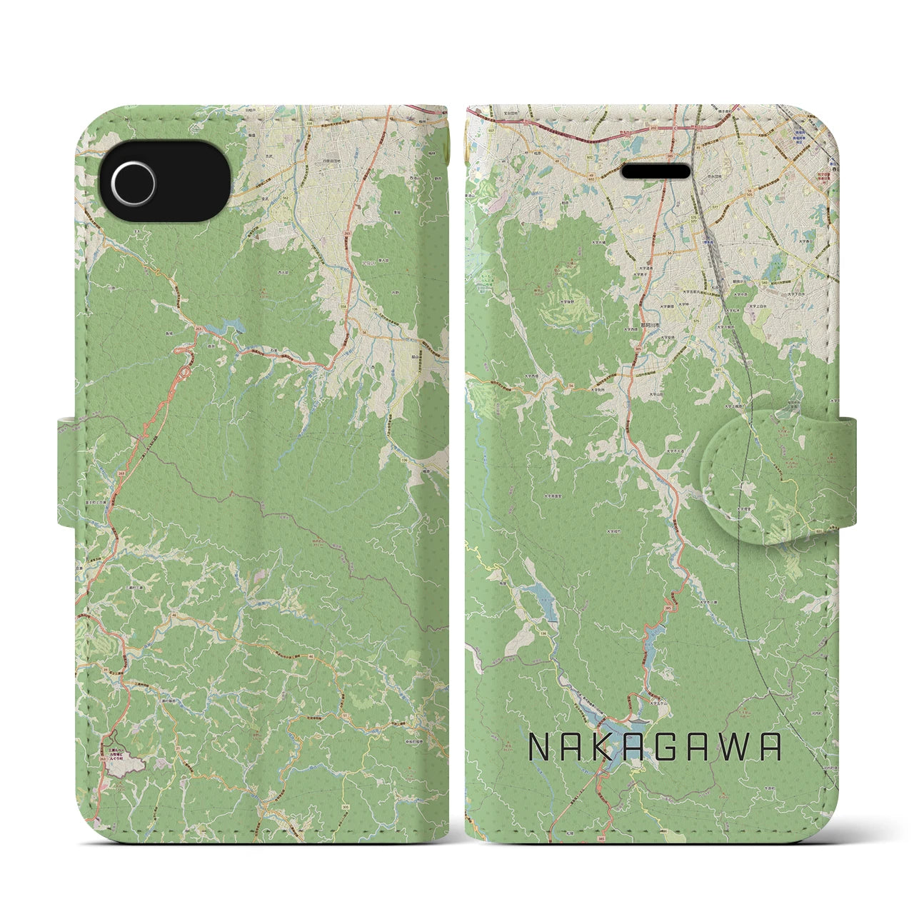 【那珂川(福岡県)】地図柄iPhoneケース(手帳タイプ)ナチュラル・iPhone SE(第3 / 第2世代) / 8 / 7 / 6s / 6 用