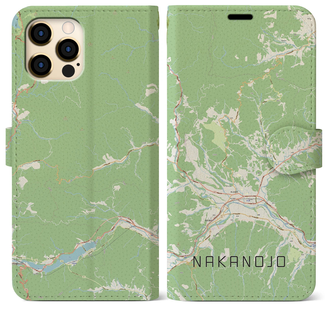 【中之条(群馬県)】地図柄iPhoneケース(手帳タイプ)ナチュラル・iPhone 12 Pro Max 用