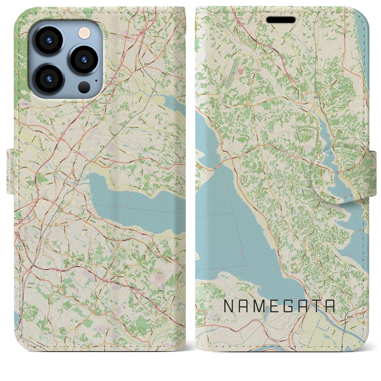 【行方(茨城県)】地図柄iPhoneケース(手帳タイプ)ナチュラル・iPhone 13 Pro Max 用