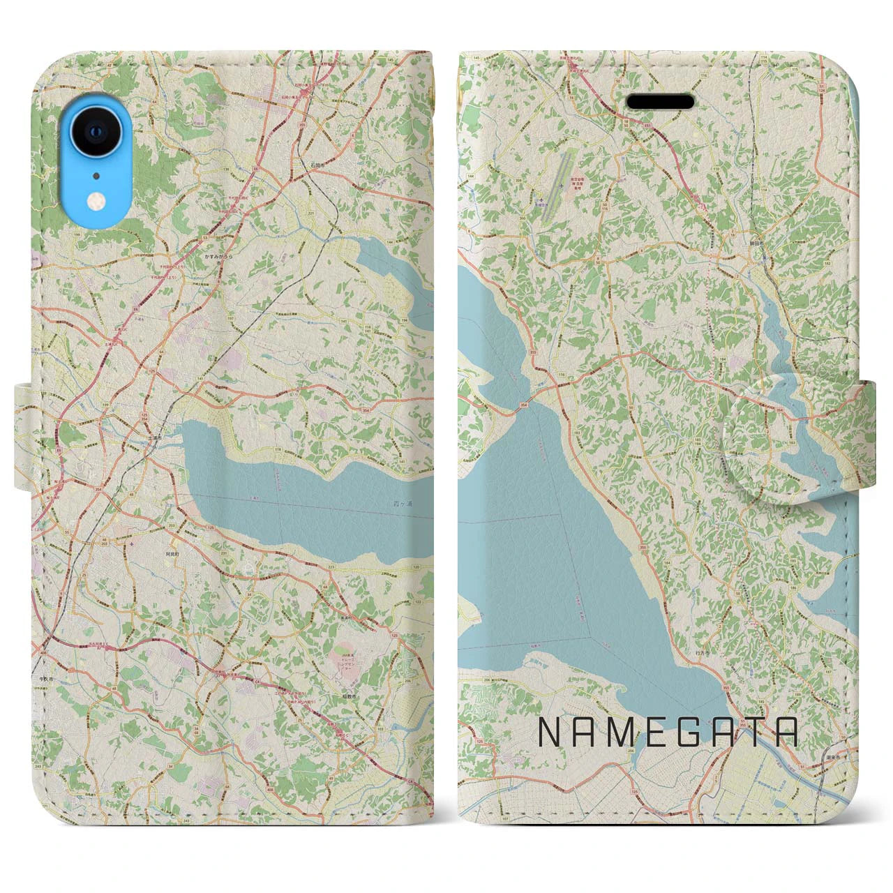 【行方(茨城県)】地図柄iPhoneケース(手帳タイプ)ナチュラル・iPhone XR 用