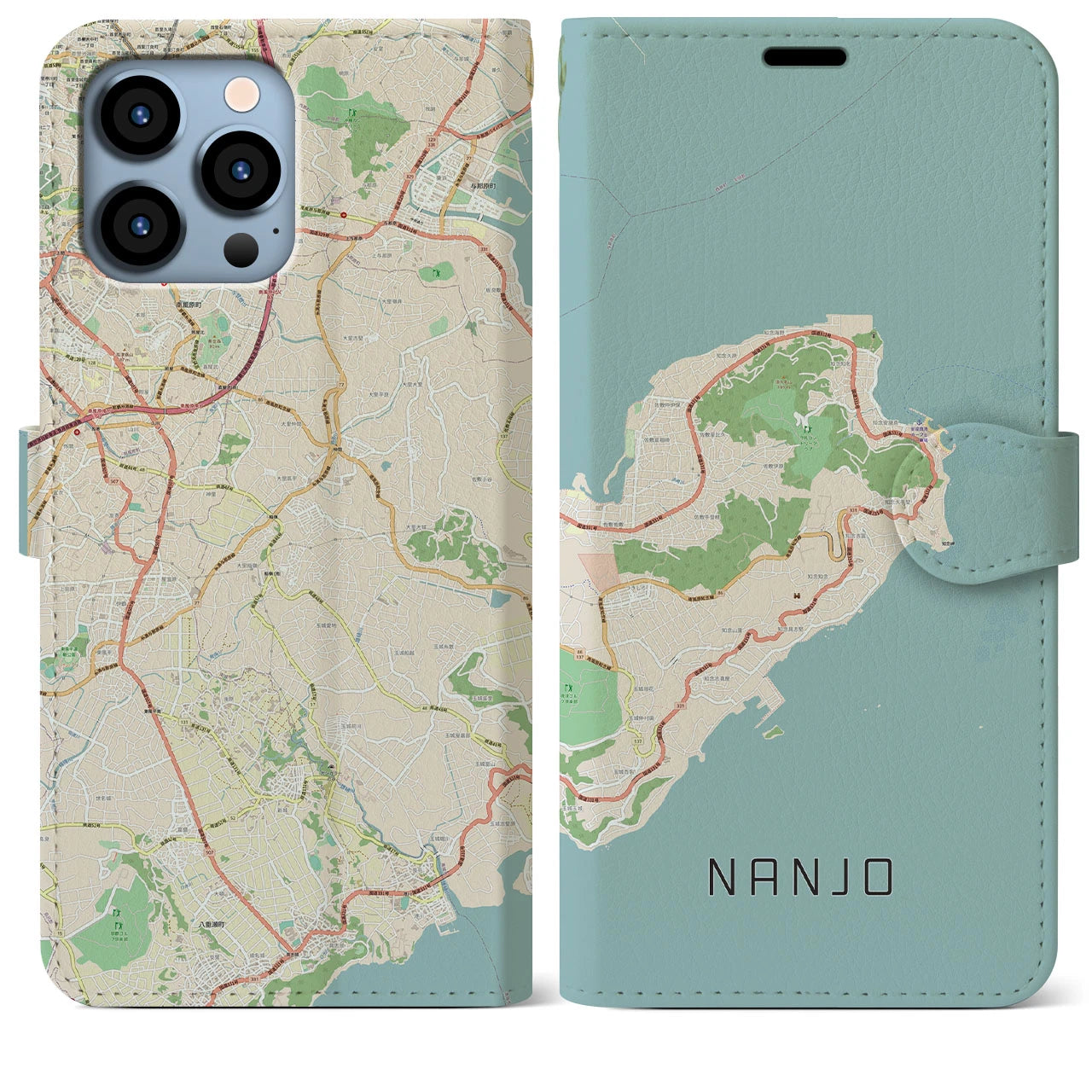 【南城(沖縄県)】地図柄iPhoneケース(手帳タイプ)ナチュラル・iPhone 13 Pro Max 用
