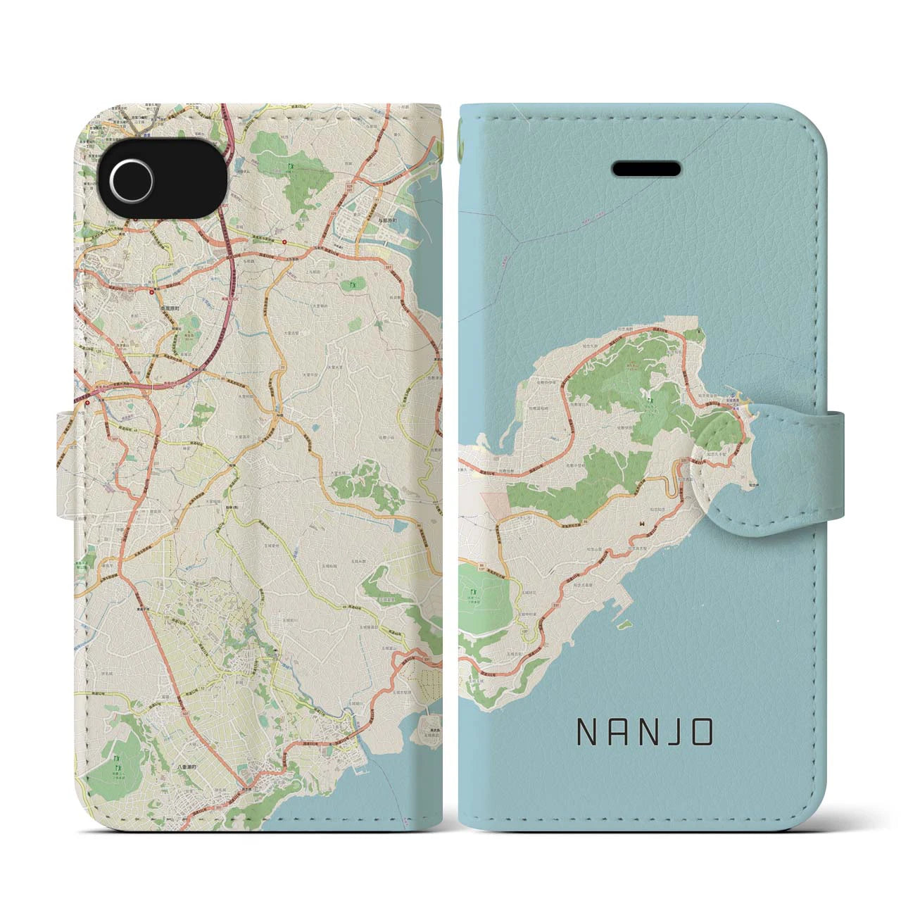 【南城(沖縄県)】地図柄iPhoneケース(手帳タイプ)ナチュラル・iPhone SE(第3 / 第2世代) / 8 / 7 / 6s / 6 用