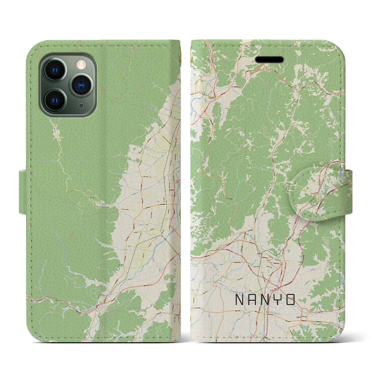 【南陽(山形県)】地図柄iPhoneケース(手帳タイプ)ナチュラル・iPhone 11 Pro 用