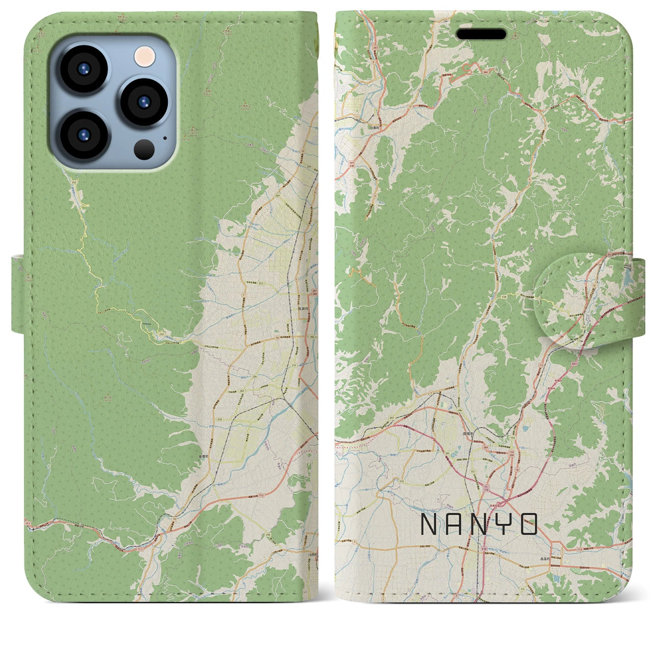 【南陽(山形県)】地図柄iPhoneケース(手帳タイプ)ナチュラル・iPhone 13 Pro Max 用